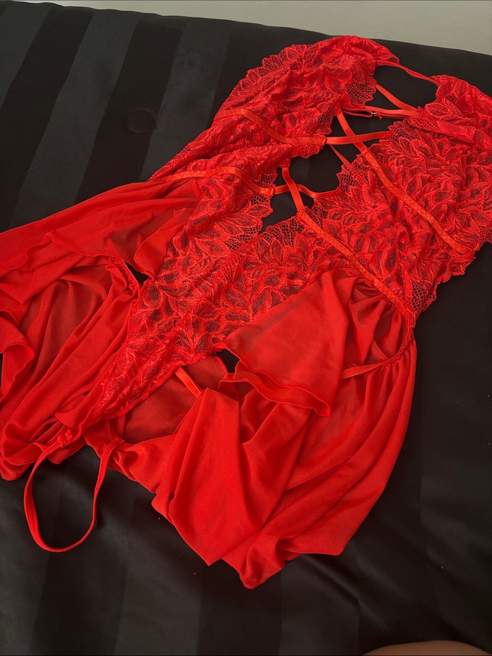 Red Lace Halter lingerie plus size